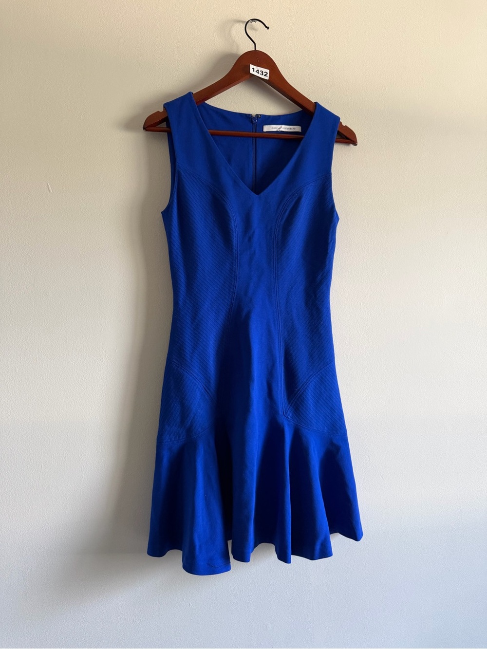 Diane von Furstenberg Cobalt Blue Fit & Flare Cocktail Dress Small